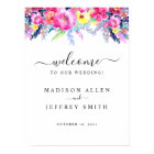 Hot Pink Yellow Spring Floral Wedding Welcome Sign