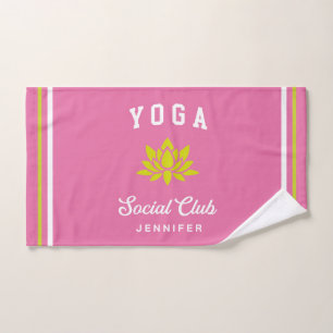 Hot Pink Yoga Social Club Custom Name Hand Towel