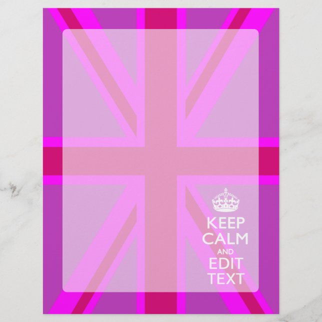 Hot Pink Your Keep Calm Edit Text Union Jack (Front)