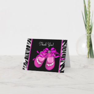 Hot Pink Zebra Baby Girl Thank You Card