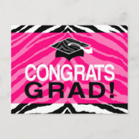 Hot Pink Zebra Congrats Girl's Graduation Party