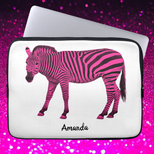 Hot Pink Zebra Electronics Bag w/ Your Name