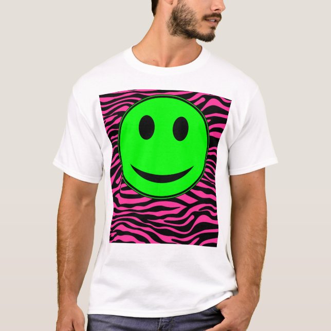HOT PINK ZEBRA GREEN T-Shirt (Front)