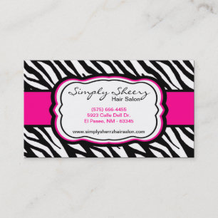Hot Pink Zebra Print Hair Salon Business Card