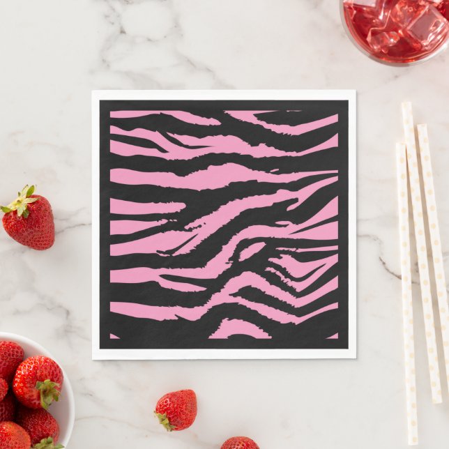 Hot Pink Zebra Print Luncheon Napkins (Insitu)