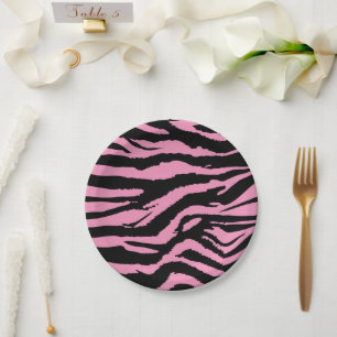 Hot Pink Zebra Print Paper Plate
