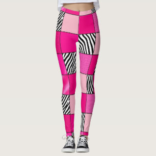 Hot Pink Zebra Print Patchwork Leggings