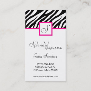 Hot Pink Zebra Print Personalise Business Card
