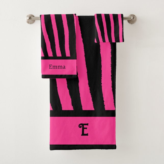 Hot Pink Zebra Print Towel (Insitu)