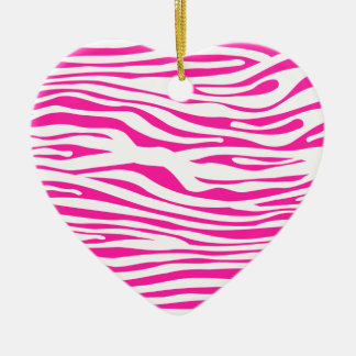 Hot Pink Zebra stripe pattern animal print Ceramic Tree Decoration