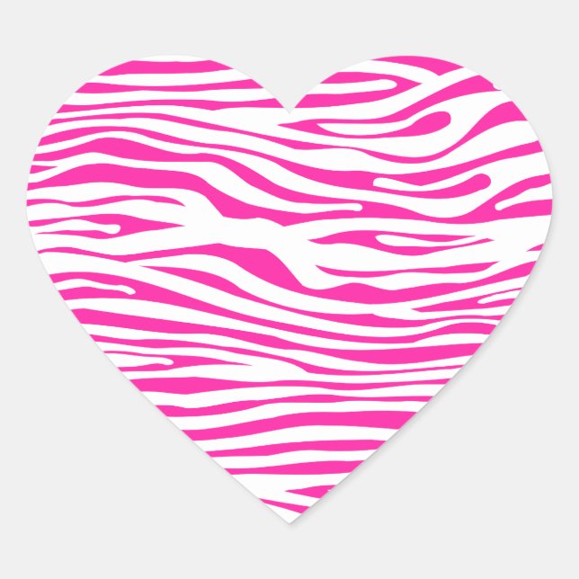 Hot Pink Zebra stripe pattern animal print Heart Sticker (Front)