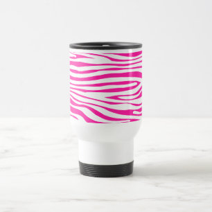 Hot Pink Zebra stripe pattern animal print Travel Mug