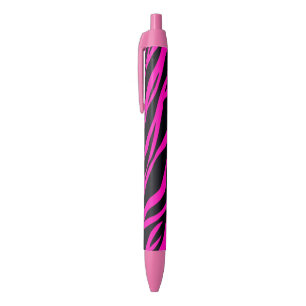 Hot Pink Zebra Striped Black Ink Pen