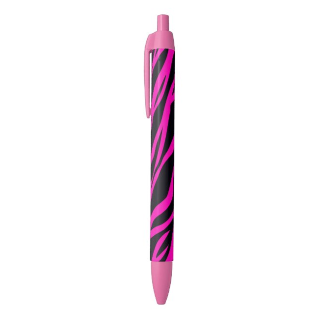 Hot Pink Zebra Striped Black Ink Pen (Top (Vertical))