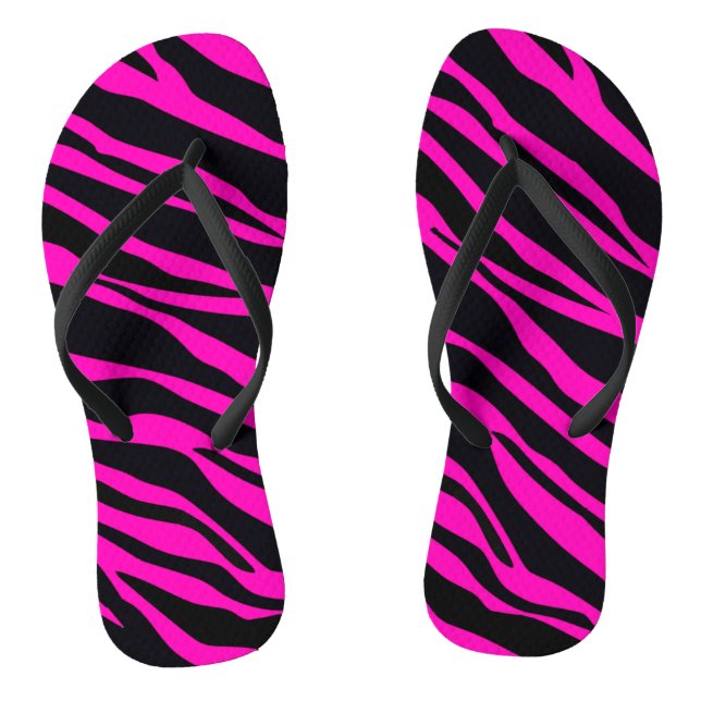 Hot Pink Zebra Striped Jandals (Footbed)