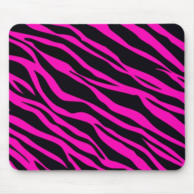 Hot Pink Zebra Striped Mouse Pad (Front)