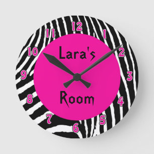 Hot Pink Zebra Wall Clock