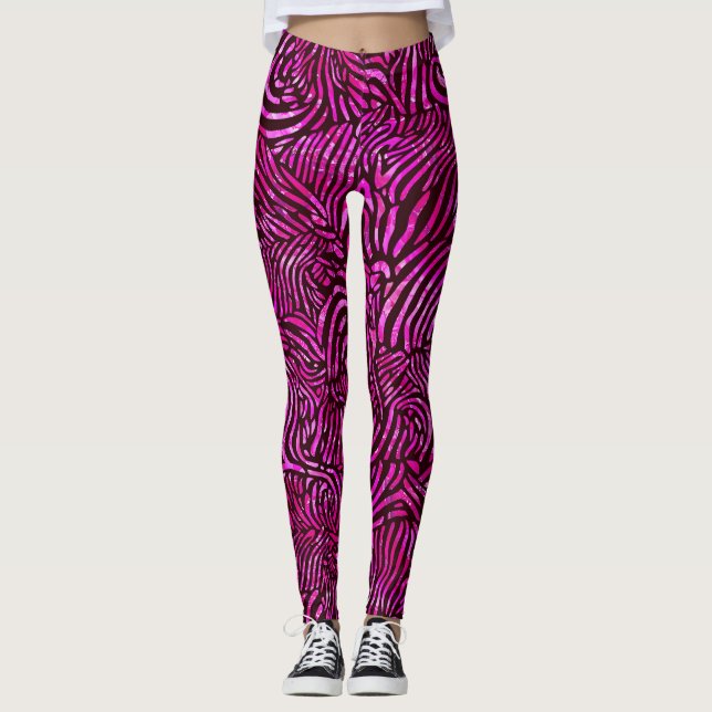 Hot pink Zibra Stripes Leggings (Front)