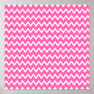 Hot Pink Zigzag Pattern Poster