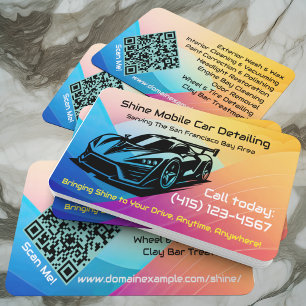 Hot Popping Mobile Auto Car Detailing QR Code URL Business Card