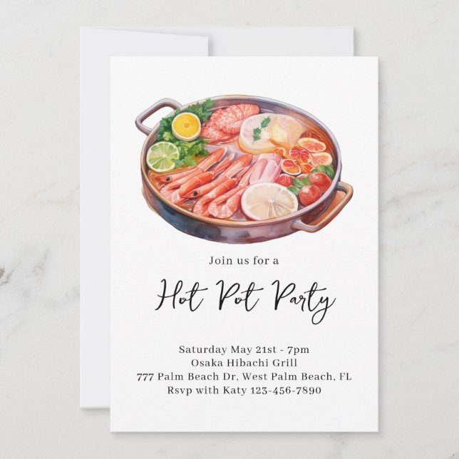 Hot Pot Dinner Party Invitation (Front)