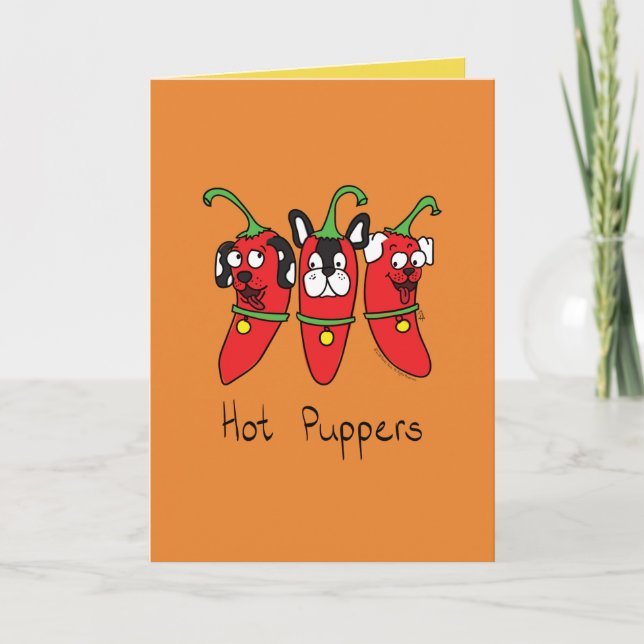 Hot Puppers Puppy Dog Peppers Greeting Card (Front)