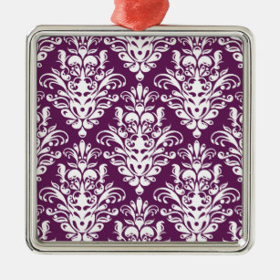 Hot Purple and White Elegant Damask Pattern Metal Tree Decoration