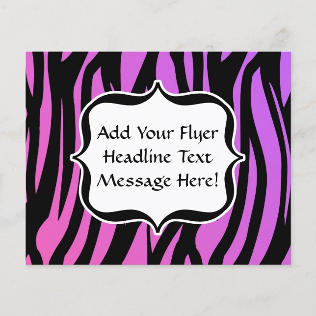 Hot Purple/Pink Zebra Stripes Monogram Flyer (Front)