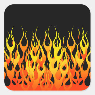 Hot Racing Flames Graphic Square Sticker