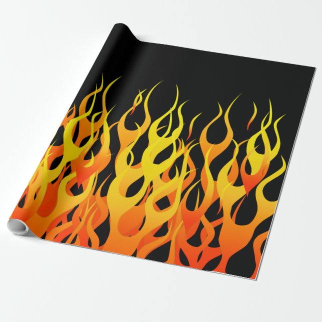 Hot Racing Flames Graphic Wrapping Paper (Unrolled)