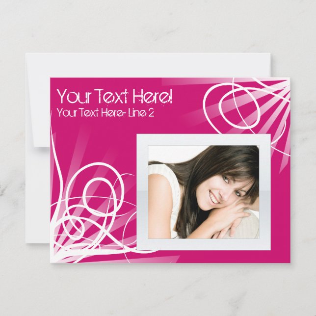 Hot Raspberry Pink / White Swirl Party Invitation (Front)