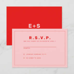 Hot Red and Pink Wes Anderson Inspired RSVP Card