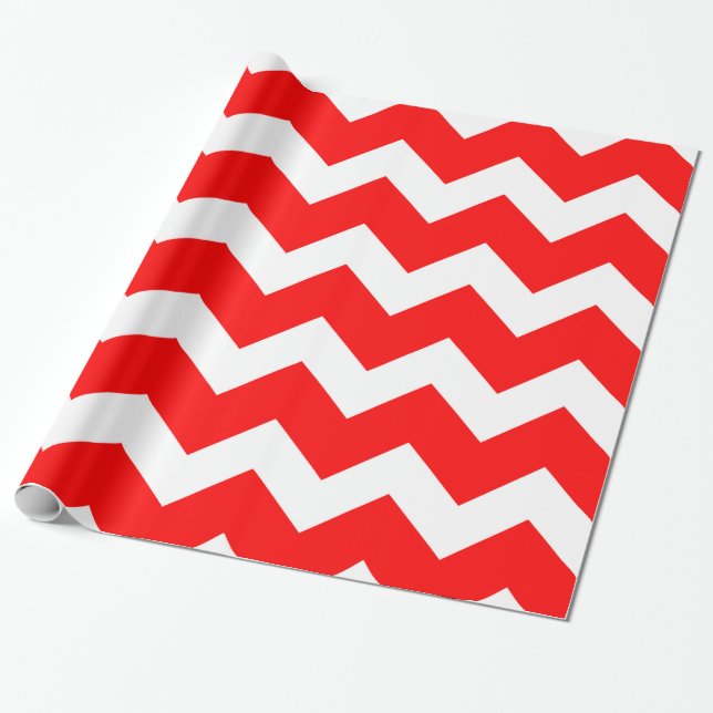 Hot Red Chevron Wrapping Paper (Unrolled)
