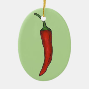 Hot Red Chile Chilli Pepper Spicy Vegetable Veggie Ceramic Tree Decoration