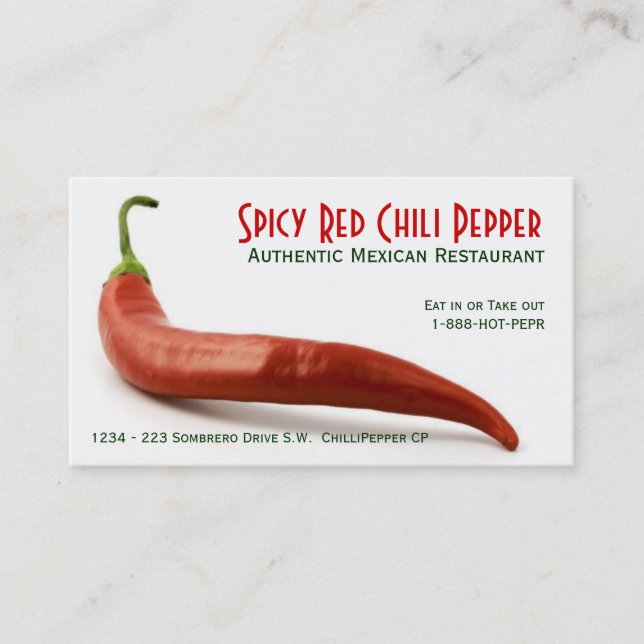 Hot Red Chilli Pepper Business Card (Front)