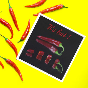Hot red chilli pepper with customisable text napkin