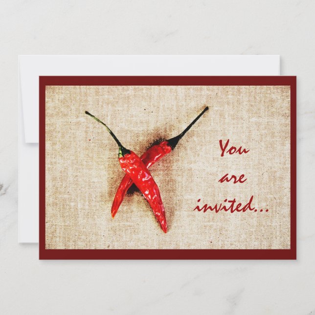 Hot red chilli peppers barbeque invite (Front)