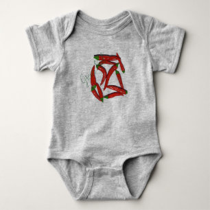 Hot Red Chilli Peppers Pattern Baby Bodysuit
