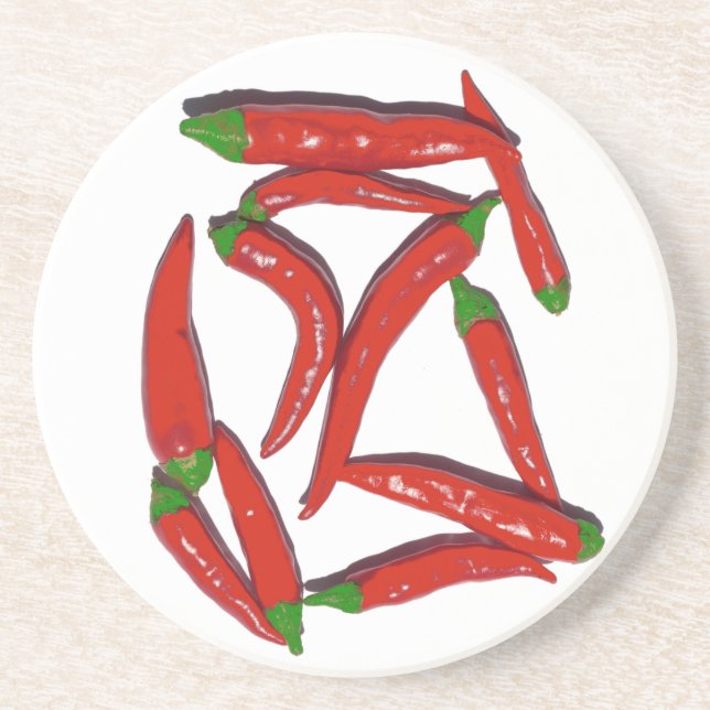 Hot Red Chilli Peppers Pattern Coaster (Front)