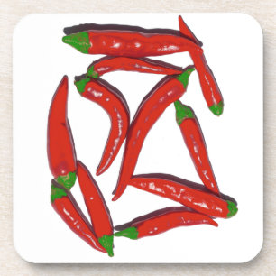 Hot Red Chilli Peppers Pattern Coaster