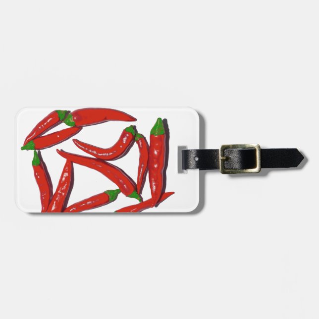 Hot Red Chilli Peppers Pattern Luggage Tag (Front Horizontal)