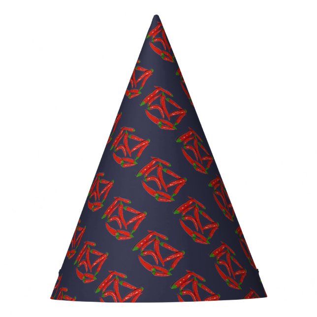 Hot Red Chilli Peppers Pattern Party Hat (Front)