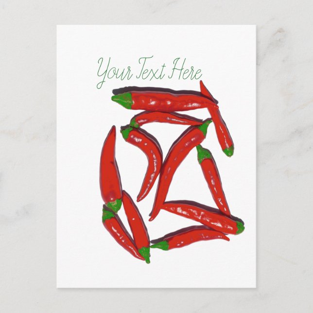 Hot Red Chilli Peppers Pattern Postcard (Front)