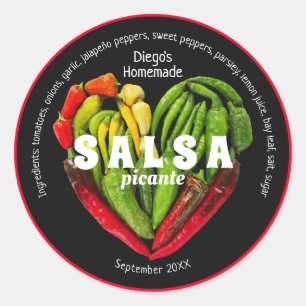 Hot red green chilli pepper heart black food label