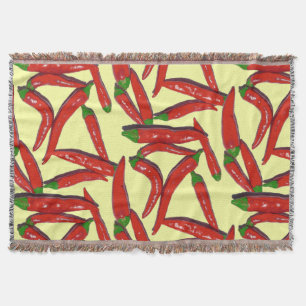 Hot Red Green Chilli Peppers Throw Blanket