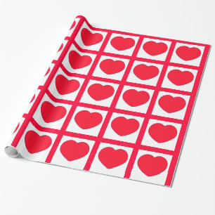 Hot Red Hearts Pattern Wrapping Paper