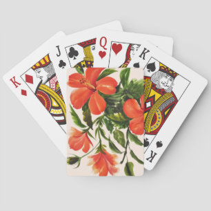 Hot Red Hibiscus Playing Cards