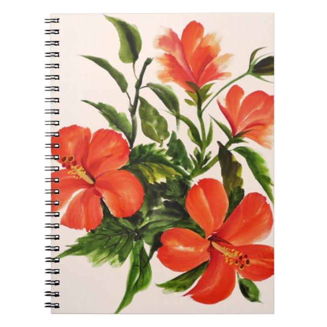 Hot Red Hibiscus Spiral Notebook (Front)