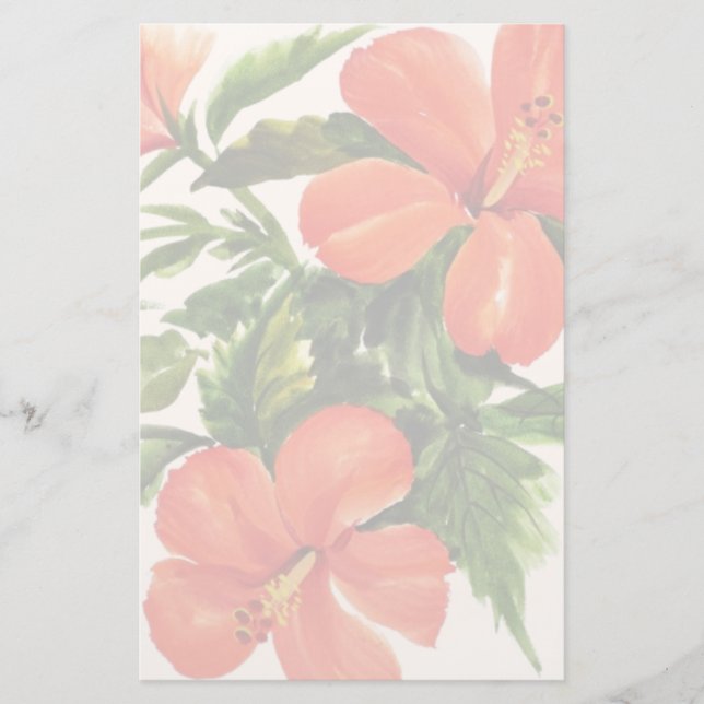Hot Red Hibiscus Stationery (Front)