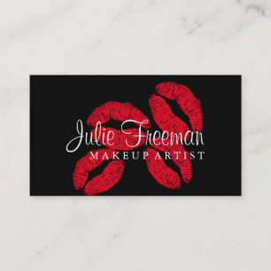 Hot Red Lips Kisses Makeup Artist Salon Card